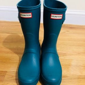 Teal Matte Hunter Rain Boots Size 7M/8F